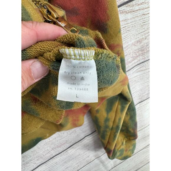 mnml Tie Dye Full Zip Hoodie Sweatshirt Womens Large Green Brown Red - Picture 10 of 12